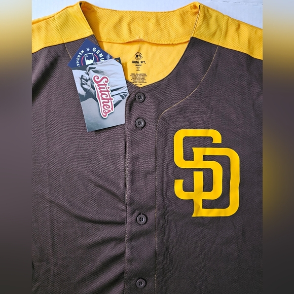 San Diego Padres Jersey Stitches Brown Gold MLB Baseball Men's Large & 2XL NWT - Picture 6 of 7